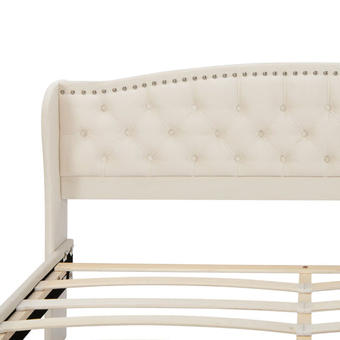 Rootz Soft Upholstered Bed - Velvet Bed - Button Decor - Luxurious Comfort - 212cm x 170cm x 100cm