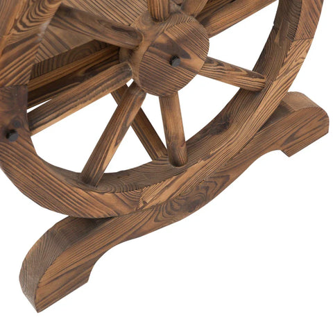 Rootz Garden Bench with Armrests - Wagon Wheels Design Bench - Garden Furniture - Rustic Bench - Solid Wood - Brown - 114 x 58 x 80 cm