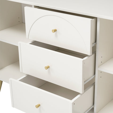 Rootz Elegant Sideboard - Chest of Drawers - Bedroom Storage - Durable Design - 140cm x 84cm x 40cm - Cream White