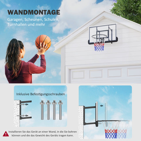 Rootz Wall Mounted Basketball Hoop - Adjustable Indoor Hoop - Shatterproof Backboard - Spring Loaded - 110cm x 70cm Back Panel