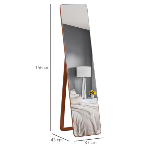 Rootz Rectangular Mirror - Freestanding & Wall Mountable - Dressing Mirror - Elegant Design - 37W x 43D x 156H cm - Brown Walnut Finish