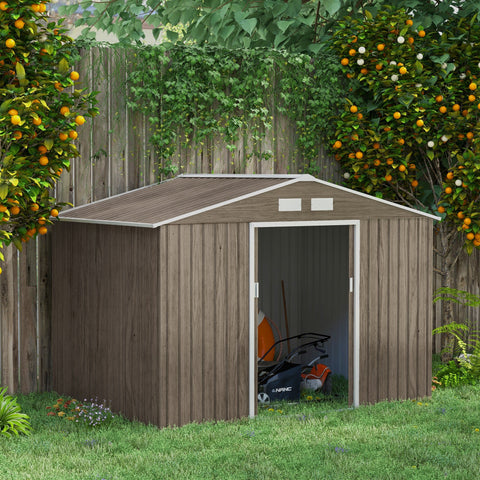 Rootz Tool Shed - Bike Shed - Garden Storage - Weatherproof Metal - 2.7m x 1.9m x 1.9m - Robust Galvanized Steel Construction