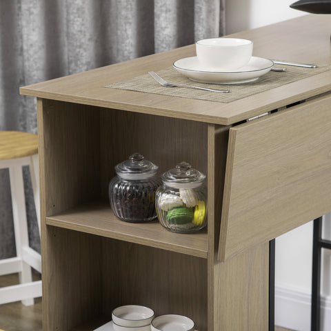 Rootz Central Island Bar Table - Kitchen Cabinet - Modular Island - Space Saving - 120 x 76 x 91.4 cm -  Grey