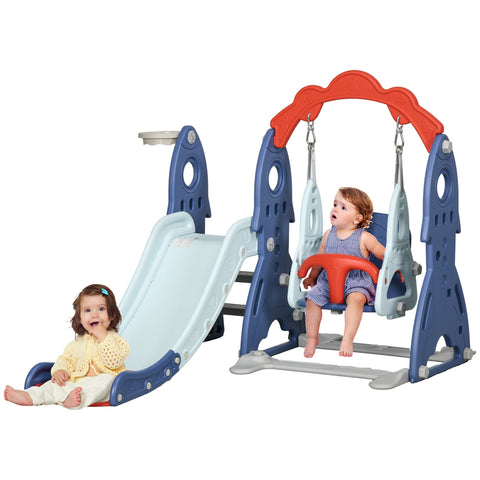 Rootz Playground Set with Slide - Swing Set - Toddler Activity - HDPE Durability - 155L x 136W x 114H cm