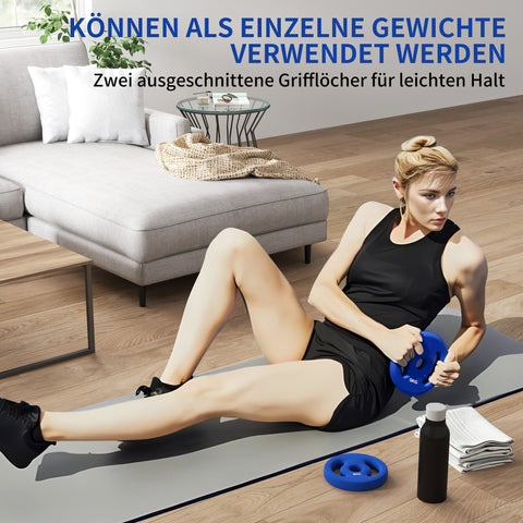 Rootz 2 x 5kg Weight Plates - Weight Set - Home Gym Plates - Durable Plastic - Ø20cm x 4cm - Ideal for Strength Training