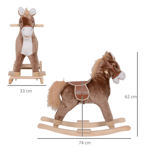 Rootz Rocking Horse - Western Horse - Saddle Plush Toy - Optimal Comfort - 74cm x 33cm x 62cm