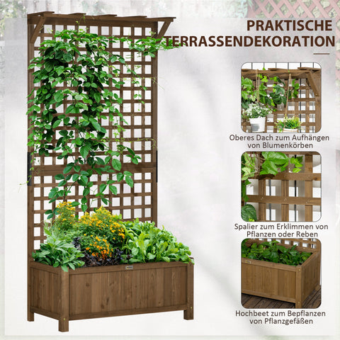 Rootz Raised Bed with Trellis - Plant Box - Flower Bed - Weatherproof Wood - 90 x 45 x 183 cm - Optimal Garden Protection