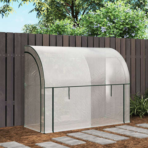Rootz Wall Mounted Greenhouse - Plant House - Garden Shelter - Weed Barrier - 200 x 80 x 157cm White