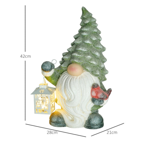 Rootz Christmas Gnome Statue with Lantern - LED Christmas Decoration - Festive Decor - Battery Operated - Custom-Fit Foam - 28cm x 21cm x 42cm