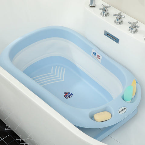 Rootz Baby Bath Tub - Foldable - Non-Slip Baby Bath - Safe Materials - 83L x 48W x 23.5H cm - Blue - Ideal for Easy Storage & Transport