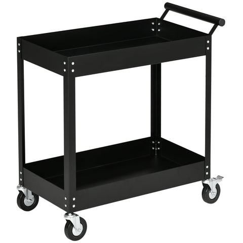 Rootz Workshop Trolley - Wheelbarrow - Tool Cart - 150 kg Capacity - 84.5 x 38 x 84 cm - Steel 4 Wheels