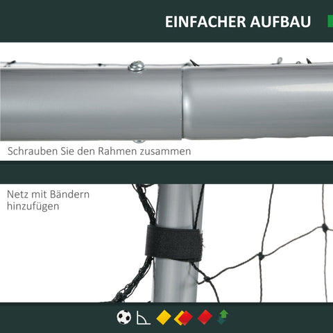 Rootz Soccer Goal Set - Portable Football Net - Weatherproof Soccer Net - Sturdy Steel Frame - Easy Assembly - 240cm x 85cm x 160cm