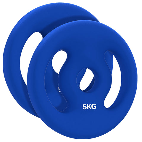 Rootz 2 x 5kg Weight Plates - Weight Set - Home Gym Plates - Durable Plastic - Ø20cm x 4cm - Ideal for Strength Training