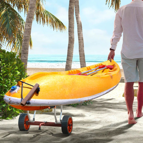 Rootz Boat Trolley - Adjustable Width - Load Capacity Up To 100 Kg - Aluminum - Black + Green - 79 x 72.5 x 42 cm