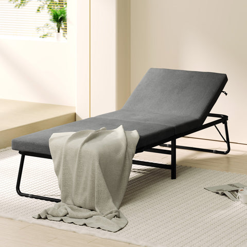 Rootz Folding Bed - Guest Bed - Adjustable Sleeper - Comfort Mattress - 190x70cm - 4 Wheels for Easy Mobility