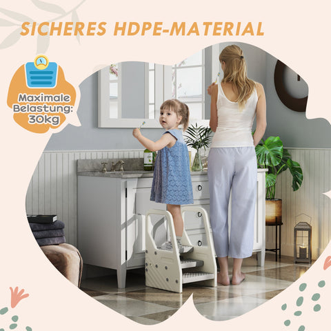 Rootz Children's Adjustable Step Stool - Toddler Step - Kids Stool - Non-Slip Safety - 43L x 42W x 65.5H cm