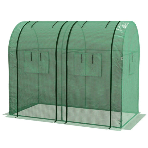 Rootz Mini Greenhouse - Small Greenhouse - Cold Frame - 2 Planting Areas - Roll Up Doors - Green - 185 x 94 x 150cm