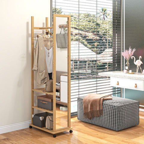 Rootz Standing Mirror - Mobile Mirror - Full-Length Mirror - Storage Solution - 35.8cm x 59.8cm x 170cm