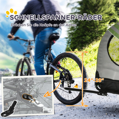Rootz 2-in-1 Dog Stroller & Bike Trailer - Folding & Weatherproof - Optimal Ventilation - 140x72.5x108cm - For Dogs Up to 20kg - Green