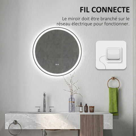 Rootz Round LED Bathroom Mirror - Vanity Mirror - Illuminated Mirror - Touch Switch - Anti-Fog - Ø 70 x 3.4cm