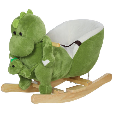 Rootz Dinosaur Rocking Horse - Toddler Rocker - Kids Plush Ride-On - 32 Songs - 62L x 33W x 45H cm - Safety Belt