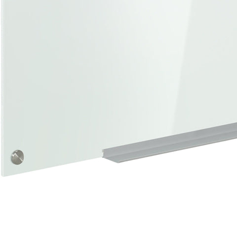Rootz Glass Whiteboard - Memo Board - Whiteboard - 4 Pens - 6 Magnets - 1 Sponge - 1 Shelf - Office Supplies - White - 90L x 60W cm