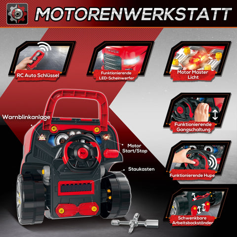 Rootz Motor Workshop Toy Set - Engine Playset - Kids Mechanic Kit - Enhances Dexterity & Coordination - 40L x 39W x 47H cm