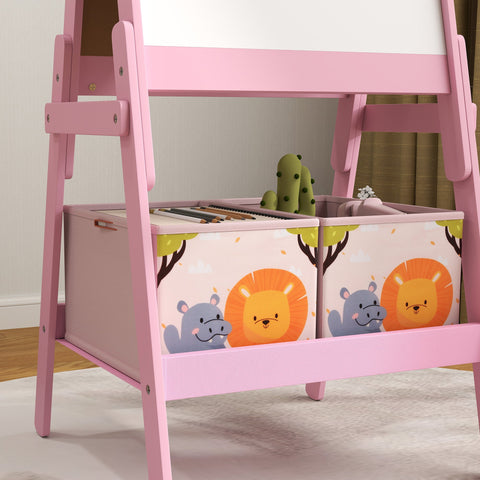 Rootz 2-in-1 Kids Painting Easel - Whiteboard - Chalkboard - Creative Fun - 49cm x 53.5cm x 113cm - Pink