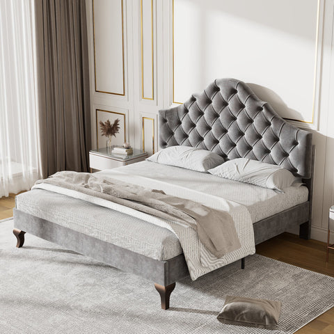 Rootz Upholstered Bed - Adjustable Headboard - Slatted Frame - Luxurious Comfort - 203cm x 90cm x 113-119cm