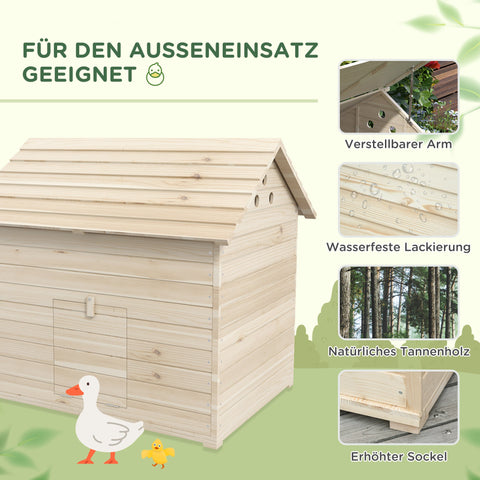 Rootz Duck House - Poultry Shelter - Animal Coop - Raised Floor - 100cm x 82.5cm x 91cm - Durable Fir Wood Design