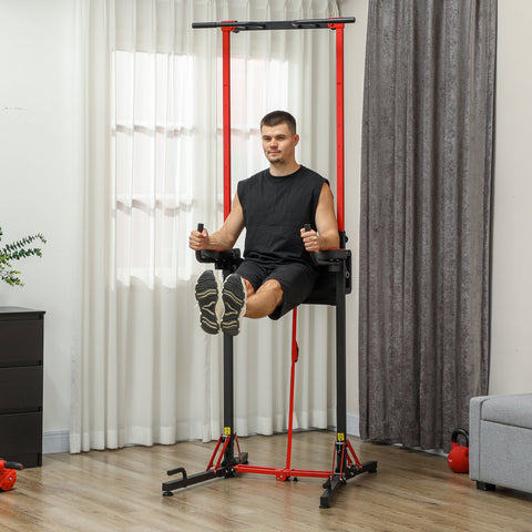Rootz Foldable Power Tower - Pull-Up Station - Adjustable Fitness Station - Easy Assembly - 99cm x 79cm x 127-223cm