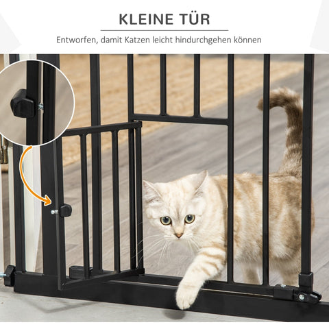 Rootz Pet Safety Gate - Dog Door Guard - Adjustable Width - Steel - Automatic Close - Double Lock System - 68cm x 104cm x 5cm