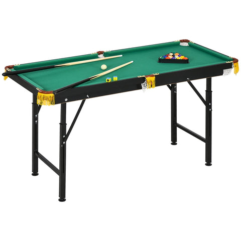 Rootz Foldable Pool Table - Billiard Table - Snooker Table - Adjustable Height - Complete Set - Space-Saving Storage - 140cm x 60cm x 55-75cm - MDF & Steel