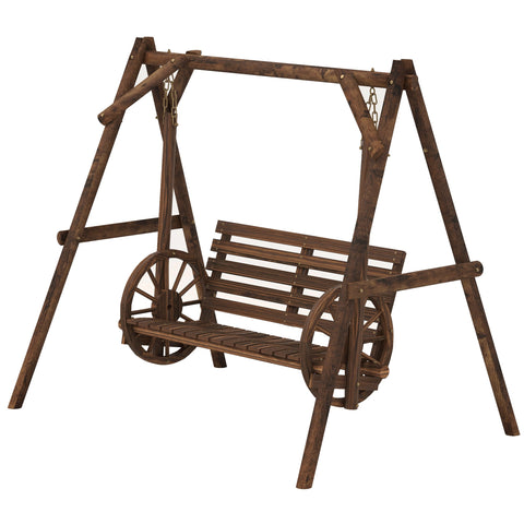 Rootz 2 Person Garden Bench - Outdoor Swing - Rustic Wood Bench - Relaxation & Comfort - 200L x 137W x 167H cm