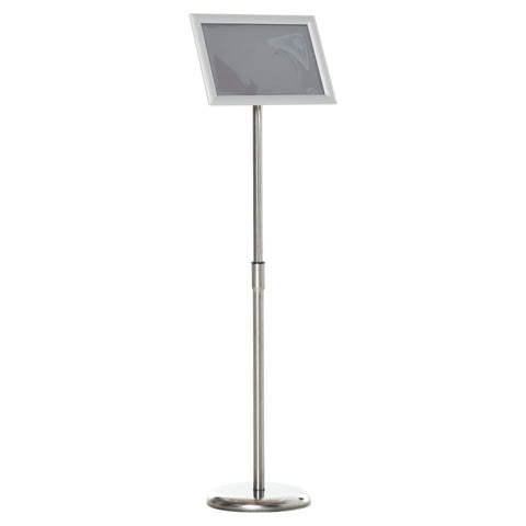 Rootz A4 Information Stand - Silver - Aluminium, PVC - 8.27 cm x 11.69 cm x 49.21 cm