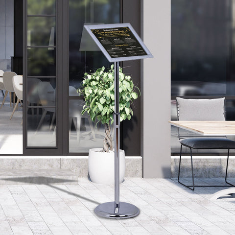 Rootz A4 Information Stand - Silver - Aluminium, PVC - 8.27 cm x 11.69 cm x 49.21 cm