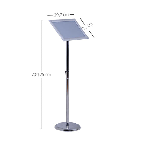 Rootz A4 Information Stand - Silver - Aluminium, PVC - 8.27 cm x 11.69 cm x 49.21 cm