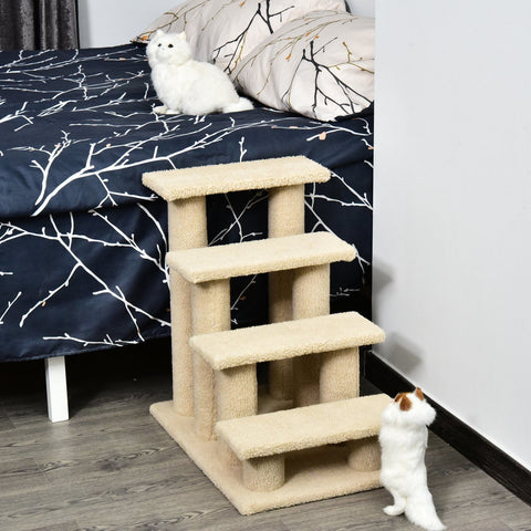Rootz Animal Stairs - Beige - Chipboard, Plush - 25 cm x 16.92 cm x 23.62 cm
