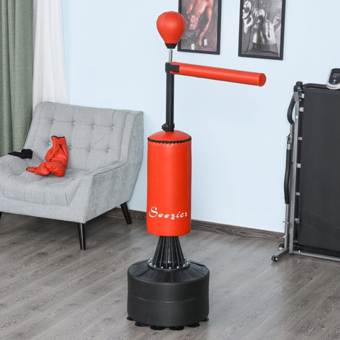 Rootz Standing Punching Bag - Black, Red - Pu, Pe, Hdpe - 34.64cm x 18.89cm x 80.7cm