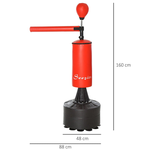 Rootz Standing Punching Bag - Black, Red - Pu, Pe, Hdpe - 34.64cm x 18.89cm x 80.7cm