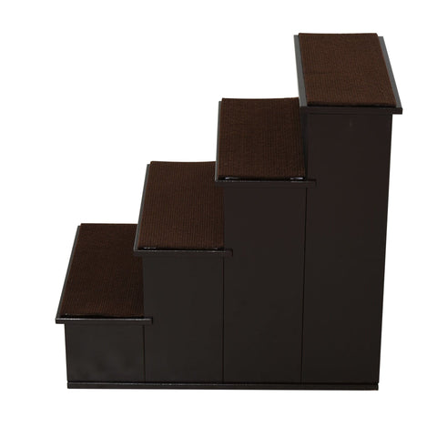 Rootz Pet Stairs With Carpet - Brown - Engineered Wood, Plush - 15.74cm x 23.22cm x 21.33cm