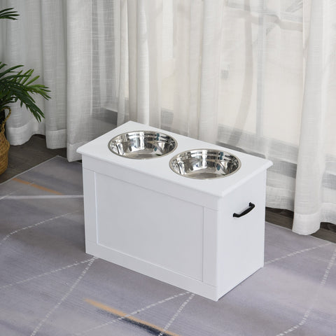 Rootz Feeder - 2 Feeders - Storage space - MDF - White - 60 x 30 x 41 cm