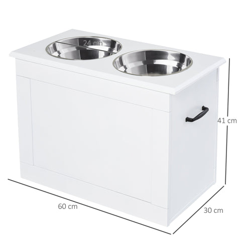 Rootz Feeder - 2 Feeders - Storage space - MDF - White - 60 x 30 x 41 cm
