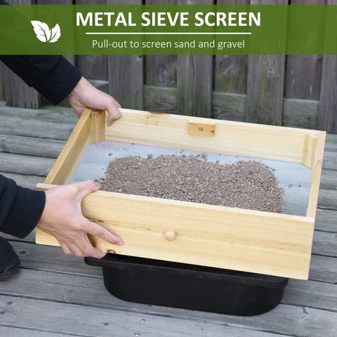 Rootz Planting Table - Gardening Table with Wash Basin - Wooden Flower Table with Drawer - Hook - Basket - Shelf - Garden - Terrace - Natural - 107.5 x 46 x 142 cm
