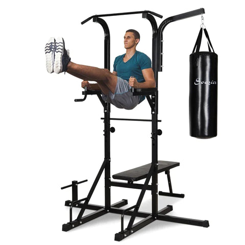 Rootz Dip Station - Multi-gym - Training Device - Multifunctional Punching Bag - Foldable - Steel - Home - Gym