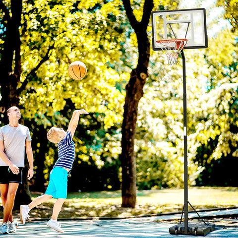 Rootz Mobile Basketball Stand - Basketball Stand - Height-adjustable - Steel/plastic - Black - 90 x 165 x 302-352 cm