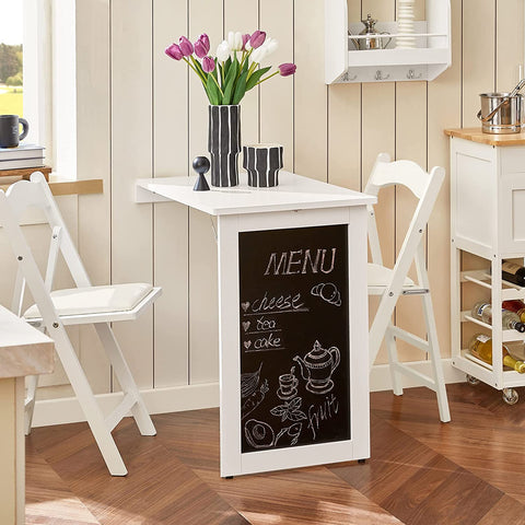 Rootz Klappbarer Klapptisch zur Wandmontage – Küchen- und Esstisch, Schreibtisch mit Tafel – Weiß