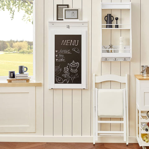 Rootz Klappbarer Klapptisch zur Wandmontage – Küchen- und Esstisch, Schreibtisch mit Tafel – Weiß