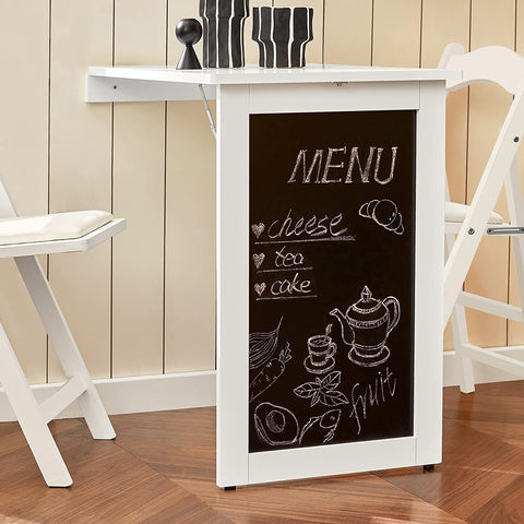 Rootz Klappbarer Klapptisch zur Wandmontage – Küchen- und Esstisch, Schreibtisch mit Tafel – Weiß