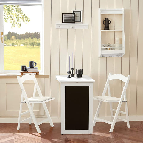 Rootz Klappbarer Klapptisch zur Wandmontage – Küchen- und Esstisch, Schreibtisch mit Tafel – Weiß